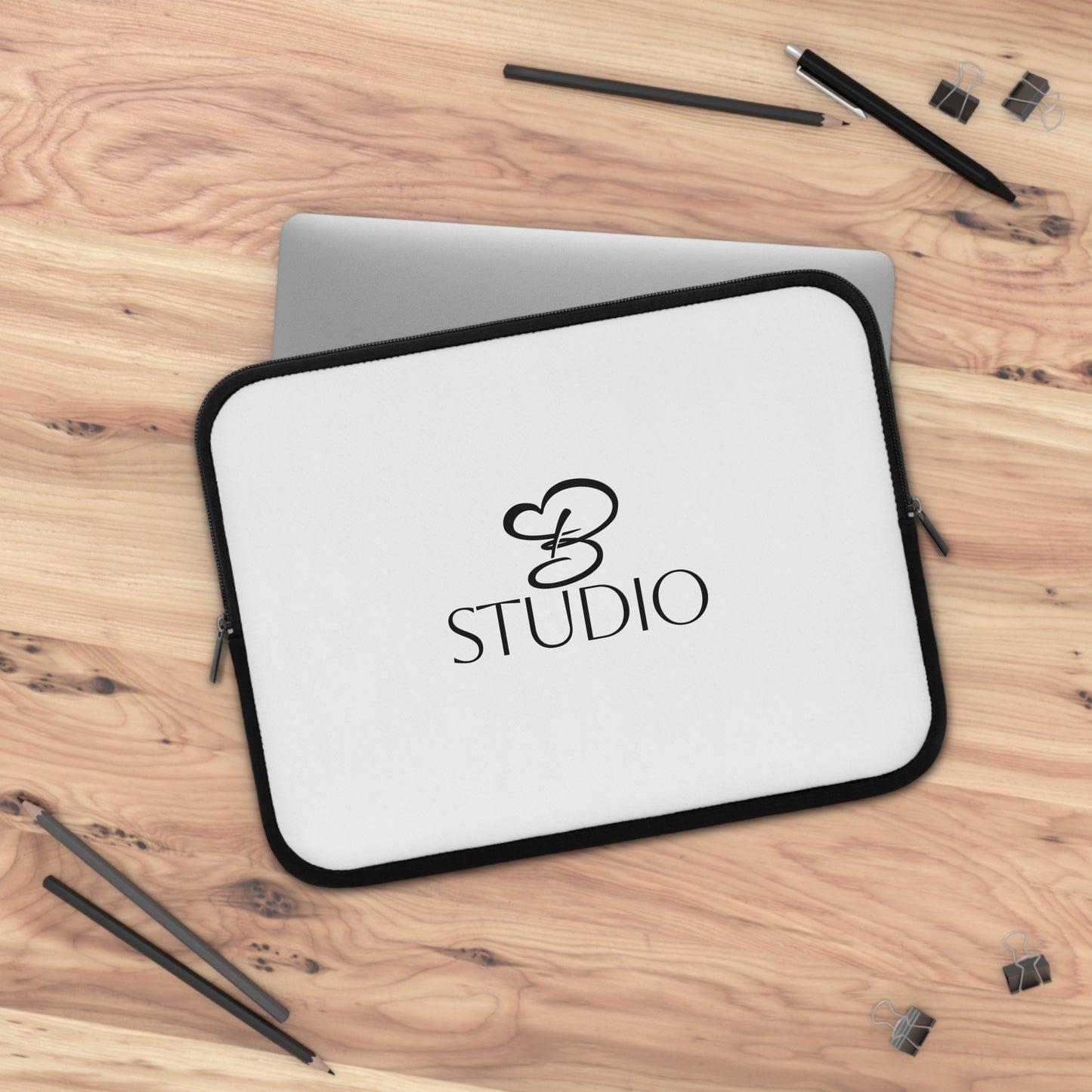 Studio Logo Laptop Sleeve — Minimalist Black & White Protective Case