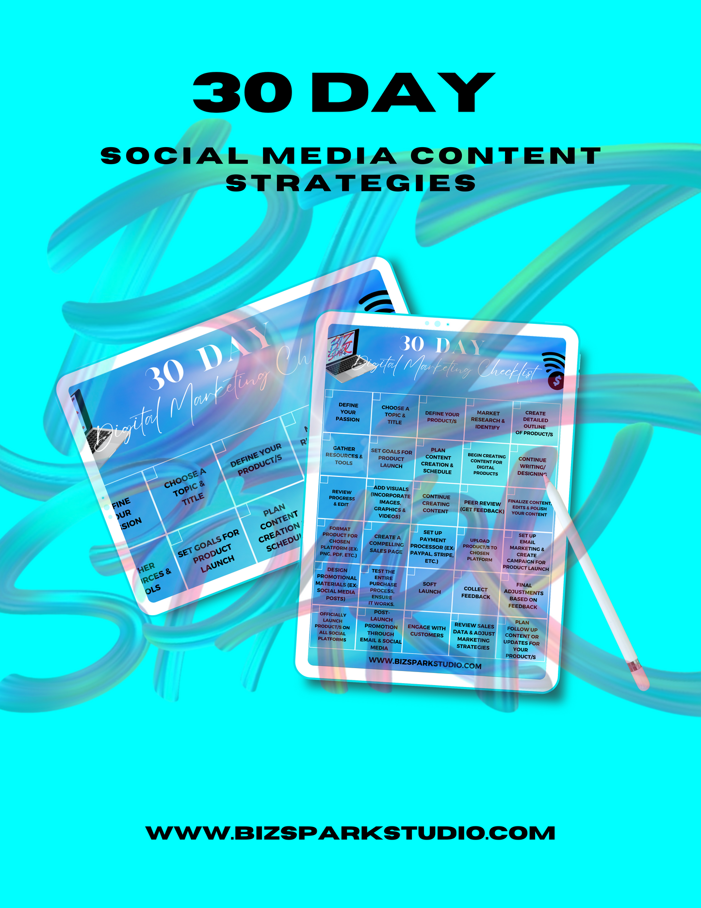 30-Day Social Media Content Checklist + Strategy (DIGITAL FILE)